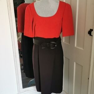 NWOT Tahari Arthur S.Levin colorblock  dress with belt. Size 10. Businesschic